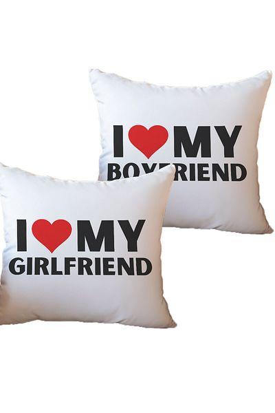 qoeuyl boutique I Love My Boyfriend/Girlfriend Romantic Spouse Lover Double Printed Satin Pillow