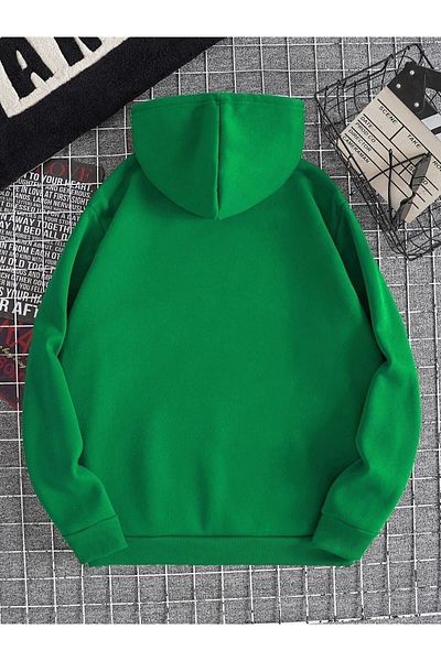 DUBU BUTİK Freedom Sweatshirt - Green Printed Oversize Hoodie