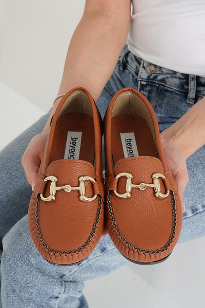Beyond Women's Tan Gc Buckle Daily Casual Ballerina Shoes Bynddem05