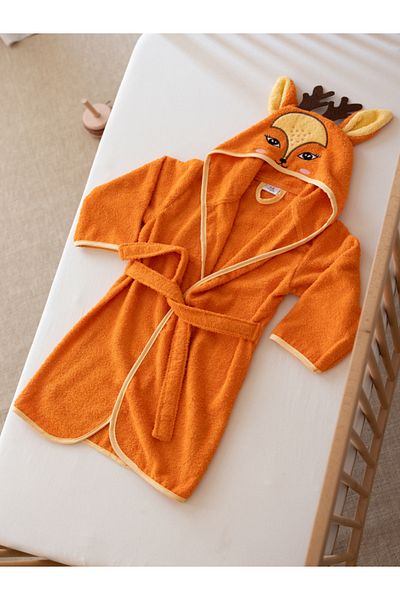 zenginhome 100% Cotton Boxed Gift Newborn/Baby Bathrobe Set 4 Pieces / Deer