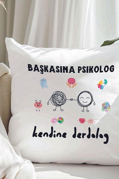 qoeuyl boutique Psychologist to Someone Else Derdelog Printed Funny Gift Fiber Satin Decorative Pillow