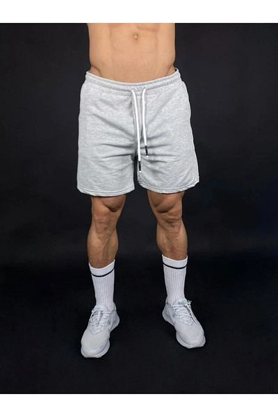 DUBU BUTİK Gray Short Shorts - Combed Cotton Corded Fit Pocket