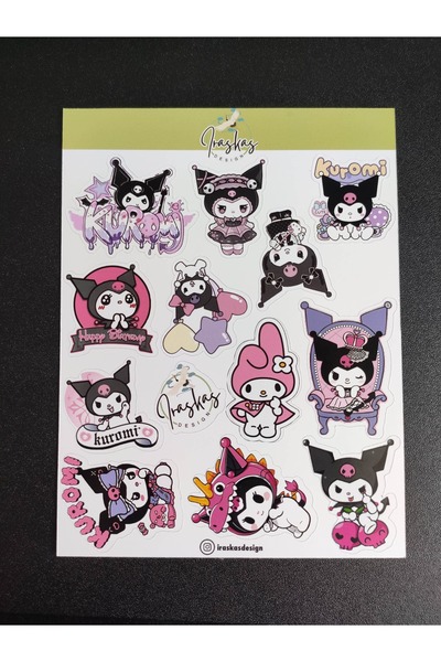 iraskas design Kuromi Sticker Seti 2'li | A5 Boy Çıkartma | Ajanda, Okul, Lap...