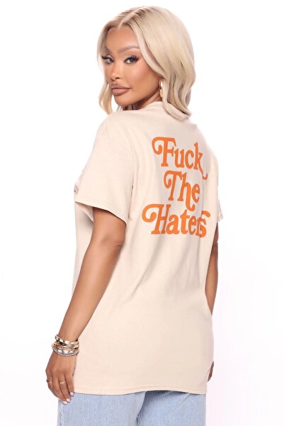 DUBU BUTİK Μπλουζάκι με στάμπα Mink Oversize - Crew Neck, κοντό μανίκι