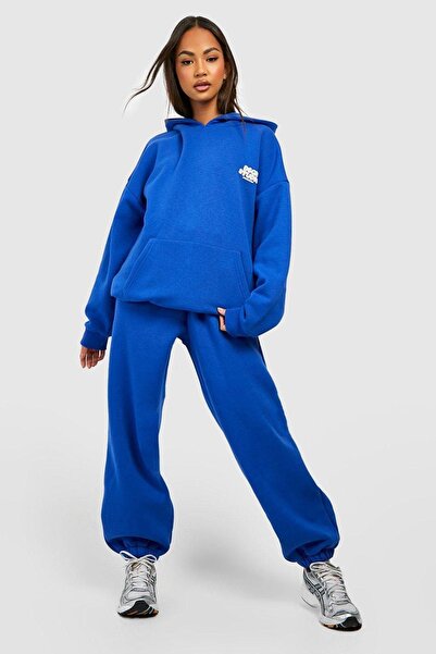 DUBU BUTİK Σετ φόρμας Sax Blue Dsgn Studio - Τυπωμένο Oversize Hooded Raised