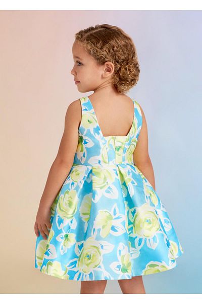 Abel & Lula Abel &lula Flower Patterned Children's Dress Blue