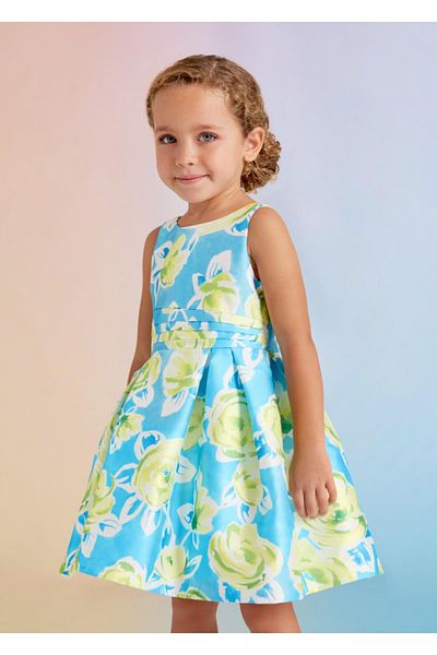 Abel & Lula Abel &lula Flower Patterned Children's Dress Blue