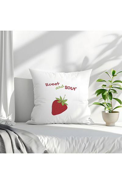qoeuyl boutique Sweet and Sour Printed Gift Fiber Satin Decorative Pillow