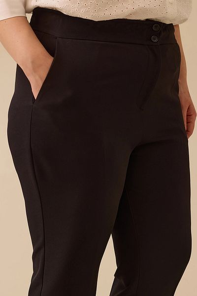 Gala-Xi Galaxi Women's Large Size Drawstring Waist Double Leg Trousers 4027 Black