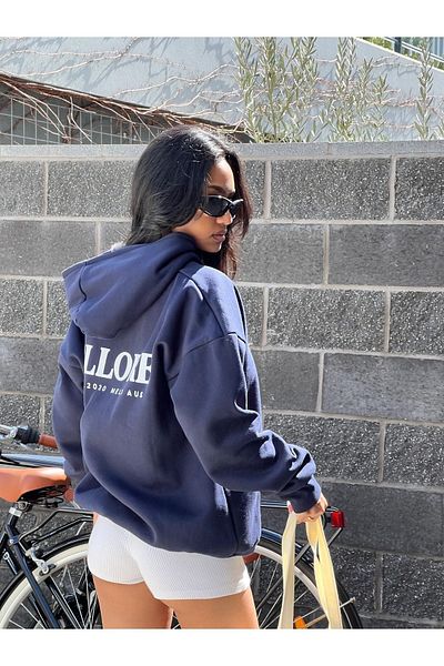 CLAYES Women's Ellore Navy Blue Oversize Sweatshirt