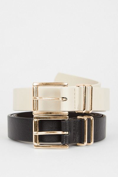 DeFacto Damen-Gürtel aus Kunstleder, 2er-Set – T4519azns