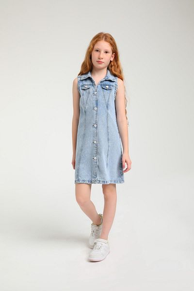 Escabel Rochie din denim cu nasturi în față_mnvs24226