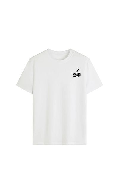 Touz Moda Μπλουζάκι Cherry Back με στάμπα λευκό oversize