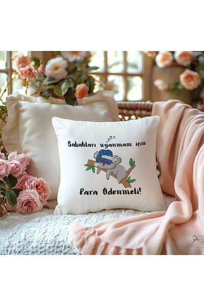 qoeuyl boutique Money Should Be Paid for Me to Wake up in the Morning Printed Funny Gift Fiber Satin Decorative Pillow