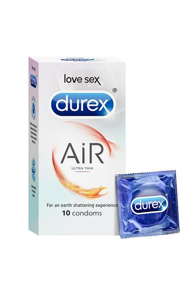 Durex واقيات ذكرية هوائية للرجال - ١٠ قطع | مناسبة للاستخدام مع مواد التشحيم