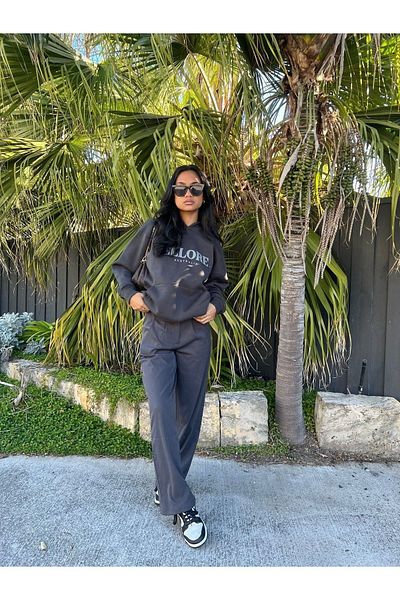 DUBU BUTİK Ellore Australia Sweatshirt - Smoke Printed Oversize Hoodie