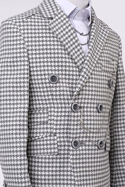 Doctor junior Boy&#39;s Double Breasted Jacket Houndstooth Patterned