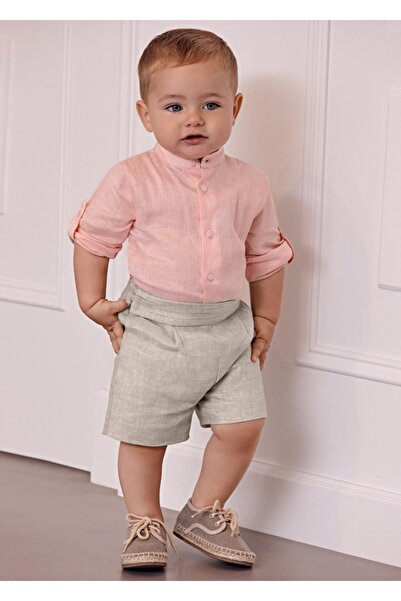 MAYORAL Abel&lula قميص بياقة القاضي وسروال قصير من الكتان للأولاد