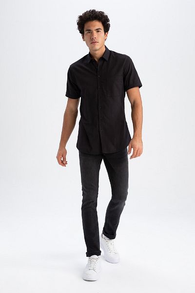 DeFacto Slim Fit Basic Short Sleeve 100 Cotton Shirt R1706az23sm