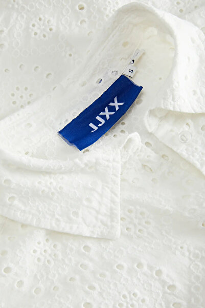 JJXX Women's Relaxed Fit Lace Listing Eten Short Sleeve 100% Cotton Shirt Ecru 12270924