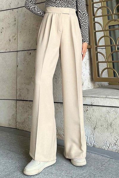 lamelif Palazzo Model Pantalon - Stone with Velcro Waist