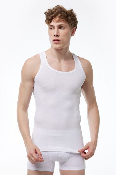 Malabadi Men's White 3-Piece 100% Cotton Summer Mesh Undershirt 3m081