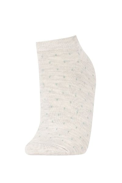 DeFacto Women's 5-Piece Cotton Polka Dot Striped Booties Socks Y6670Azns