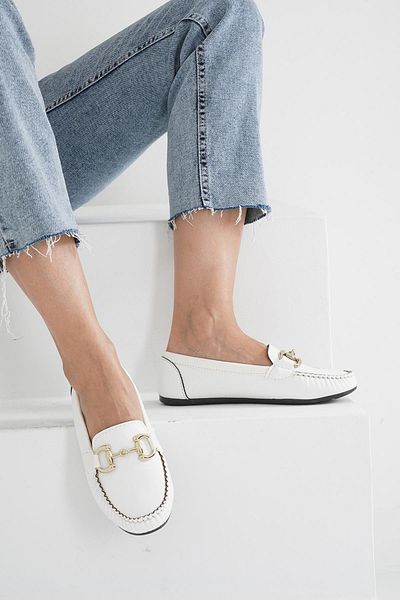 Beyond Women's White Gc Buckle Daily Casual Ballerina Shoes Bynddem05