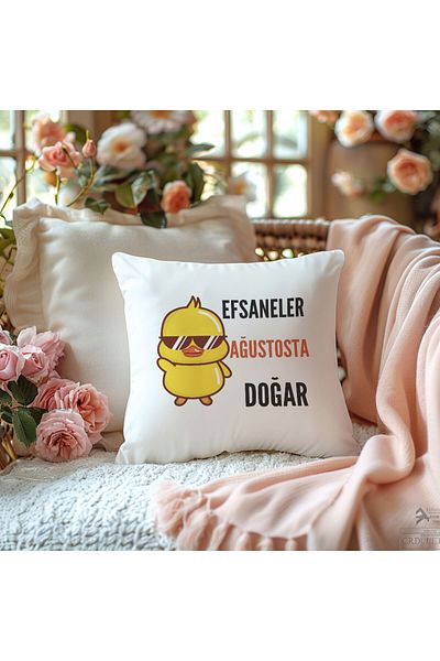 qoeuyl boutique Legends Are Born in August Printed Birthday Gift Fiber Satin Decorative Pillow