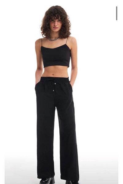 Quzu Brc Belt Elastic Loose Leg Pants