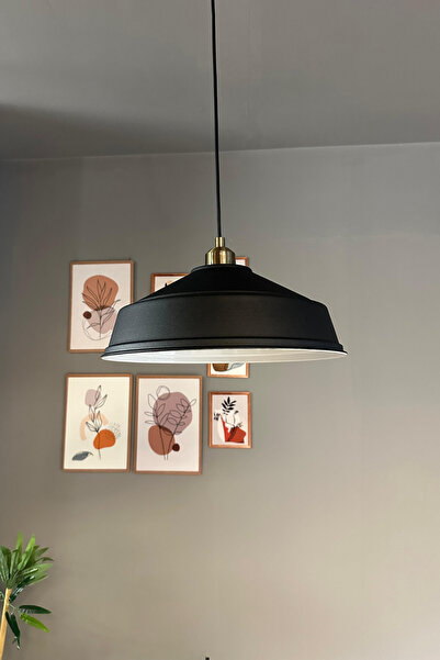 Bamyum Carmelo Siyah Renk Asaletli Tekli Avize Yarım Lale Başlık Sarkıt Lamba...