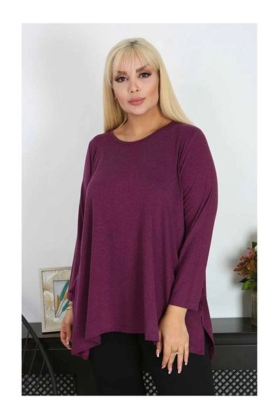 MODA Slit Casual Wool Viscose Large Size Tunic