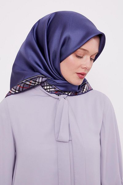 Levidor Μεταξωτό μαντίλι Indigo Plaid Edge Twill