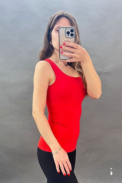 CİDDE Women's Basic Square Neck Lycra Tank Top Thick Straps Undershirt