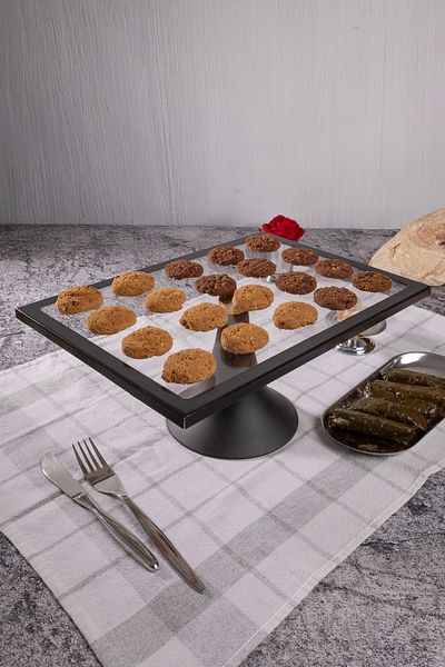 Fiyakalı Ürünler Atölyesi Black Rectangular Cake Stand, Cake and Cookie Presentation Stand, Dowry, Gift, Cake Plate