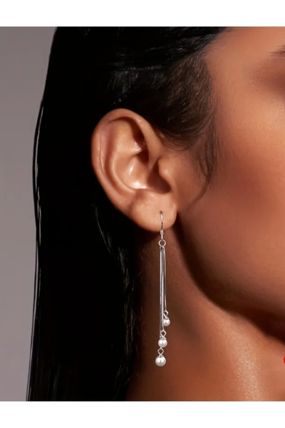 TakıConcept İnci Detaylı Püskül Zincir Küpe, Kadın Küpe, Uzun Küpe