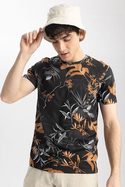 DeFacto Slim Fit Slim Fit Crew Neck Print Short Sleeve T-Shirt A3137Ax23Sm