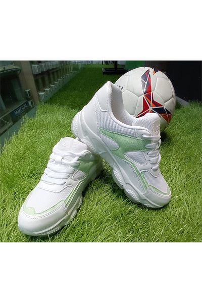 Escetic Pantofi de damă alb verde, pantofi sport de damă respirabili, pantofi de mers ușoare Ay00