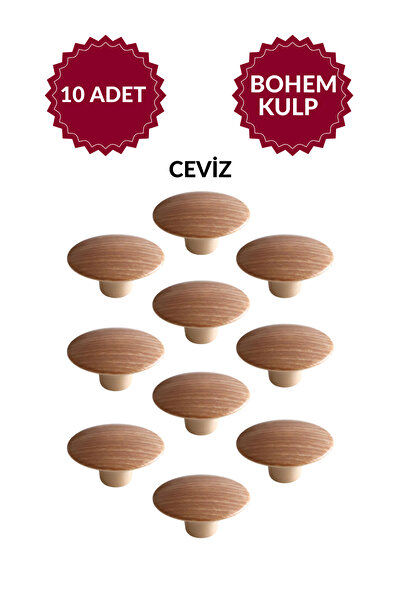 MKLAKS Bohem Polimer Plastik Düğme Ceviz Yuvarlak Kulp Mutfak Çekmece Dolap 1...