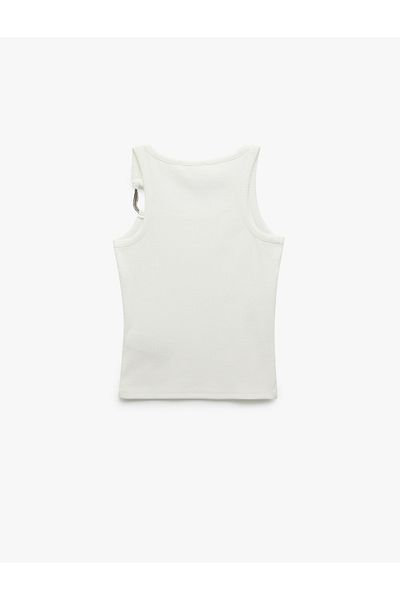 Koton New Season Asymmetric Collar Metal Accessory Slim Fit Tank Top