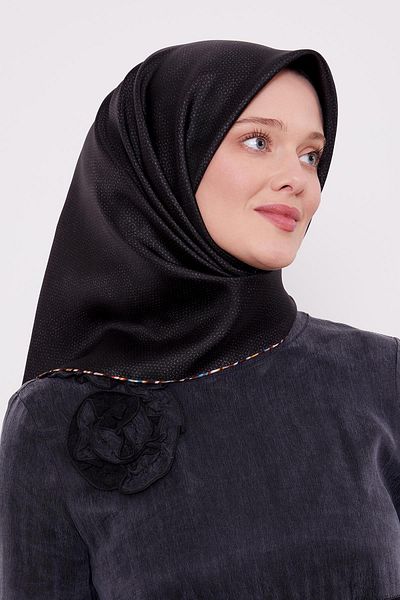 Levidor Μεταξωτό μαντίλι Twill με στίγματα από ανθρακί