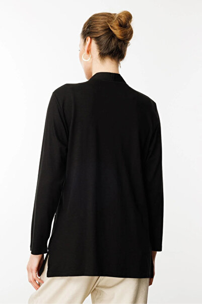 Desen Triko Women's Summer Cardigan with Pockets with Stones 25756 Black