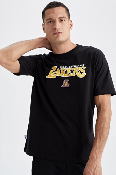 DeFacto Nba Los Angeles Lakers Boxy Fit - 100% Cotton Crew Neck Short Sleeve ...