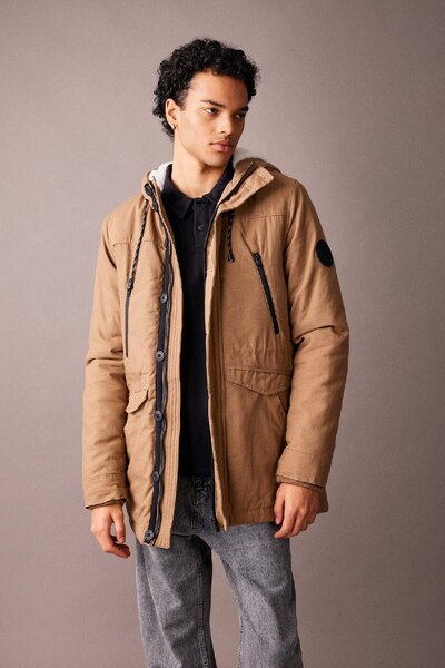 DeFacto Slim Fit Dar Kesim Kapüşonlu Pelüş Astar Fermuarlı Çıtçı Kapamalı Cepli Mont Parka R6780az23wn