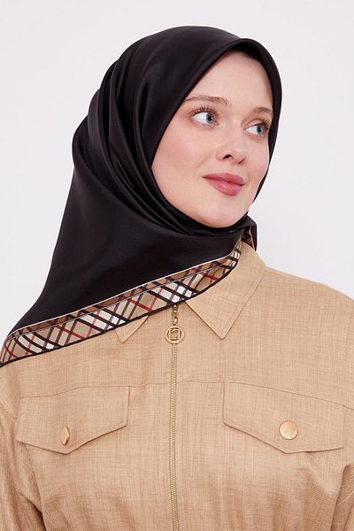 Levidor Μαύρο καρό Edge Twill μεταξωτό μαντίλι