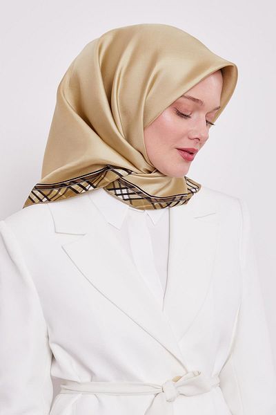 Levidor Μέντα Πράσινο καρό Edge Twill Μεταξωτό Φουλάρι
