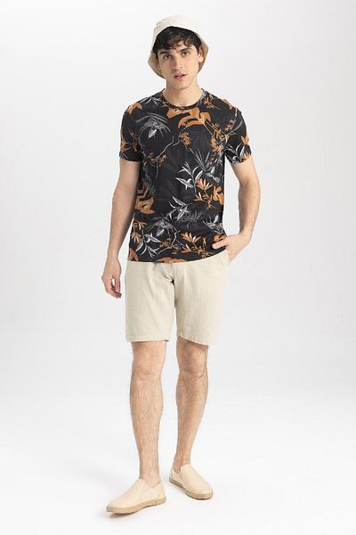 DeFacto Slim Fit Slim Fit Crew Neck Print Short Sleeve T-Shirt A3137Ax23Sm