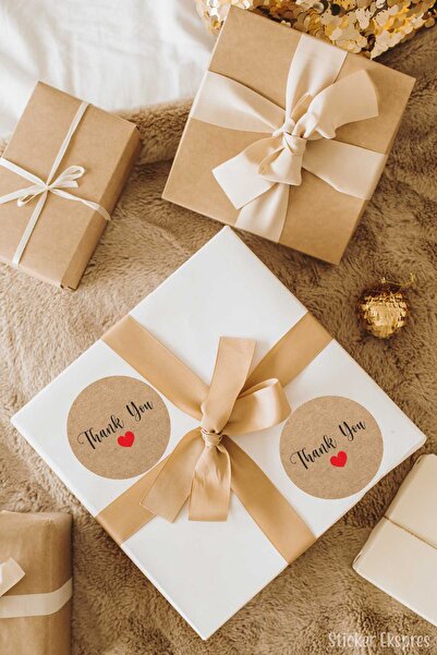 Sticker Ekspres Crveno srce kraft vizuelna "Hvala" ambalaža sa etiketom zahva...