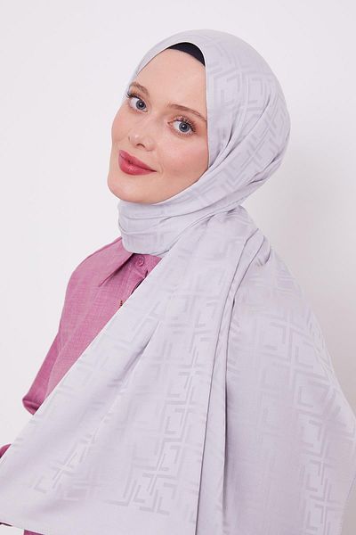 Levidor Şal jacquard albastru cu model pătrat argintiu