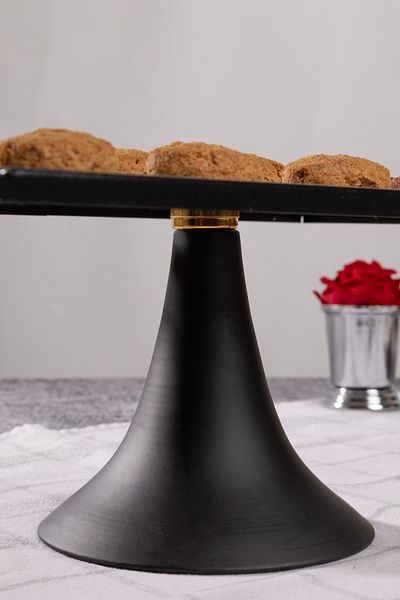 Fiyakalı Ürünler Atölyesi Black Rectangular Cake Stand, Cake and Cookie Presentation Stand, Dowry, Gift, Cake Plate